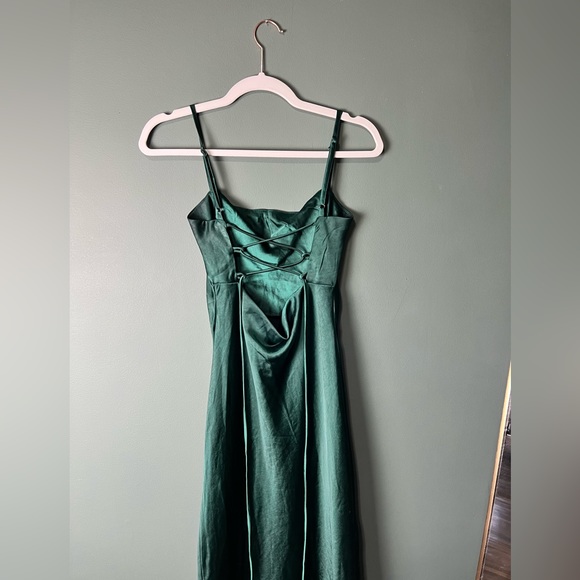 Green silk slip dress - Picture 5 of 5